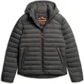 Superdry Superdrytil mænd. M5011871A Sildebensmønstret Fuji-jakke med hætte grå (S), Casual, Bæredygtig, Genanvendt nylon