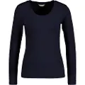 Gant Ganttil kvinder. 4203492 Navy-stribet ribbet T-shirt (S), Casual, Bomuld, Lange ærmer, Blå
