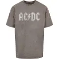 Mc Clothes Acdc Logo Acid Washed Oversized T-shirt Med Korte ærmer