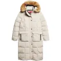 Superdry Superdrytil kvinder. W5011566A Everest beige quiltet lang frakke (M), Casual, Polyester