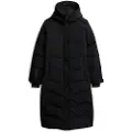 Superdry Superdrytil kvinder. W5011781A Lang quiltet frakke City Chevron sort (XS), Casual, Polyester