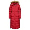 Superdry Superdrytil kvinder. W5011180A Quiltet frakke med hætte og rød syntetisk pelskant (S), Casual, Nylon