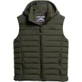 Superdry Superdrytil mænd. M5011747A Fuji quiltet vest med hætte, grøn (S), Casual, Genanvendt polister, Bæredygtig