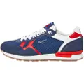 Pepe Jeans Pepe Jeanstil mænd. PMS40004 Brit Retro Sneakers i læder navy (41), Blå, Fast, 1-3 cm, Blonder, Casual