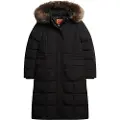 Superdry Superdrytil kvinder. W5011566A Everest quiltet lang frakke (S), Sort, Casual, Polyester