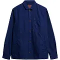 Superdry Superdrytil mænd. M4010776A Merchant marineblå overshirt i hørblanding (L), Casual, Bomuld, Lange ærmer