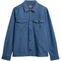 Superdry Superdrytil mænd. M4010831A Merchant indigo overshirt blå (XXL), Casual, Bomuld, Lange ærmer