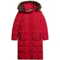Superdry Superdrytil kvinder. W5011566A Everest Quiltet lang frakke rød (S), Casual, Polyester