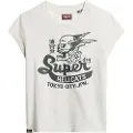 Superdry Superdrytil kvinder. W1011414A Retro Rocker kortærmet t-shirt hvid (L), Casual, Bomuld, Korte ærmer