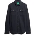 Superdry Superdrytil mænd. M4010723A Flannel arbejdsskjorte navy (L), Casual, Lange ærmer, Økologisk bomuld, Bæredygtig, Blå