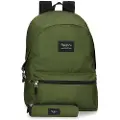 Pepe Jeans Pepe Jeansunisex til børn. 63392A4 Aris rygsæk + mørkegrønt etui (OSFA), Casual, Polyester, børnetøj