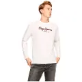 Pepe Jeans Pepe Jeanstil mænd. PM508209 Eggo Long T-shirt N hvid (XXL), Sort, Casual, Bomuld, Lange ærmer
