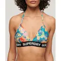 Superdry Superdrytil kvinder. W3010400A Trekantet bikinitop med blåt logo (M), Badetøj, Genanvendt polister, Bæredygtig