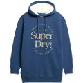 Superdry Superdrytil kvinder. W8011756A Kjole med hætte og metallisk Luxe-logo blå (XXS/XS), Casual, Bomuld, Lange ærmer, Bæredygtig