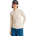 G-Star G-Startil kvinder. D25033-D850-127 Slim Rib Mock beige T-shirt (XL), Casual, Lange ærmer, Økologisk bomuld, Bæredygtig