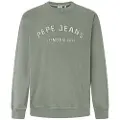 Pepe Jeans Pepe Jeanstil mænd. PM582738 Sweatshirt Aldridge Crew grøn (S), Casual, Økologisk bomuld, Bæredygtig