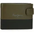 Pepe Jeans Pepe Jeansunisex. 7833333 Dobbelt lodret læderpung khakigrøn med klik-lukning (OSFA), Casual