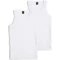 G-Star G-Startil mænd. D25476-3310-110 Pakke med to hvide tanktoppe Base White (XS), Casual, Uden ærmer/stropper, Økologisk bomuld, Bæredygtig