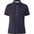 Gant Ganttil kvinder. 4200828 Navy pique polo shirt med kontrastfarvet krave (L), Casual, Bomuld, Korte ærmer, Blå