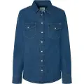 Pepe Jeans Pepe Jeanstil kvinder. PL304894HT8 Almindelig skjorte blå (S), Casual, Bomuld, Lange ærmer, Bæredygtig