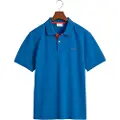 Gant Ganttil mænd. 2062026 Kontrastfarvet blå piqué-poloshirt (M), Casual, Bomuld, Korte ærmer