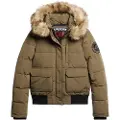 Superdry Superdrytil kvinder. W5011576A Everest grøn quiltet bomberjakke med hætte (XXS), Casual, Polyester