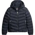Superdry Superdrytil kvinder. W5011651A Vatteret jakke med hætte Fuji navy (M), Casual, Nylon, Lange ærmer, Blå