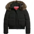 Superdry Superdrytil kvinder. W5011576A Everest Quiltet bomberjakke med hætte, sort (M), Casual, Polyester