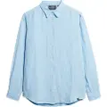 Superdry Superdrytil kvinder. W4010415A Casual hørskjorte med blåt boyfriend-snit (S), Linned, Lange ærmer