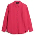 Superdry Superdrytil kvinder. W4010415A Casual hørskjorte med pink boyfriend fit (M), Linned, Lange ærmer