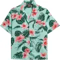 Superdry Superdrytil kvinder. W4010419A Beach Resort grøn skjorte (XS), Casual, Viscose, Korte ærmer