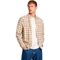 Pepe Jeans Pepe Jeanstil mænd. PM308732 Manel beige skjorte (S), Casual, Lange ærmer, Økologisk bomuld, Bæredygtig