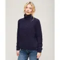 Superdry Superdrytil kvinder. W6110397A Løs strikket pullover med marineblå rullekrave (S), Casual, Akryl, Lange ærmer