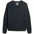 Superdry Superdrytil kvinder. W6110588A Pullover Oversize Cable navy (L/XL), Casual, Bomuld, Blå