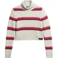 Superdry Superdrytil kvinder. W6110536A Kort hvidstribet rullekravetrøje (XL), Casual, Akryl