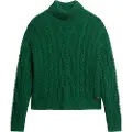 Superdry Superdrytil kvinder. W6110450A Flettet strikket trøje med grøn polokrave (XL), Casual, Akryl, Lange ærmer