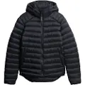 Superdry Superdrytil mænd. M5011906A Fuji Sport Quiltet jakke med hætte Navy (S), Casual, Bæredygtig, Genanvendt nylon, Blå