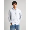 Pepe Jeans Pepe Jeanstil mænd. PM308486 Skjorte Pascal blå, hvid (M), Casual, Bomuld, Lange ærmer