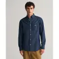 Gant Ganttil mænd. 3000400 Skjorte Regular Fit navy indigo (L), Casual, Bomuld, Klassisk, Lange ærmer, Blå