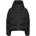 Tommy Hilfiger Tommy Jeanstil kvinder. DW0DW18841 Quiltet jakke med hætte og lynlås, sort (L), Casual, Bæredygtig, Genanvendt nylon