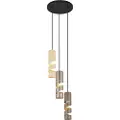 TRIO Moderne pendellampe sort med taupe og beige 3-lys - Stream
