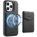 24hShop Kunstlæderetui med magnetisk kortholder til iPhone 16 Pro med aftagelig holder - Sort