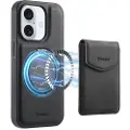 24hShop Kunstlæderetui med magnetisk kortholder til iPhone 16 Plus med aftagelig holder - Sort