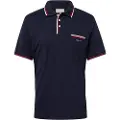 Gant Ganttil mænd. 2013042 Pique poloshirt med marineblå tofarvet piping (M), Casual, Bomuld, Korte ærmer