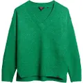 Superdry Superdrytil kvinder. W6110521A Overdimensioneret trøje med V-hals, grøn (XS), Casual, Akryl, Lange ærmer
