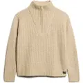 Superdry Superdrytil kvinder. W6110554A Essential beige pullover med lynlås i halsen (XL), Casual, Polyester