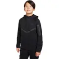 Nike Sportswear Tech Fleece-hættetrøje med lynlås til større børn - sort