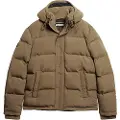 Superdry Superdrytil mænd. M5011743A Everest Quiltet jakke med hætte, brun (S), Casual, Polyester, Lange ærmer