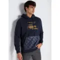 LOIS Jeans Lois Jeanstil mænd. 165663390 Sweatshirt med hætte og grafisk print i marineblå (S), Casual, Bomuld, Lange ærmer
