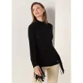 LOIS Jeans Lois Jeanstil kvinder. 452892429 Sort Perkins-trøje med frynser og krave (XS), Casual, Viscose, Lange ærmer
